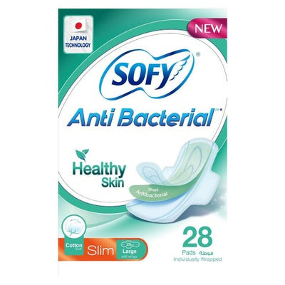 Sofy Anti-Bacterial Healthy Skin Slim Sanitary Pad Large, Pack of 28