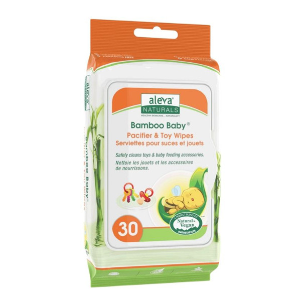 Aleva Naturals Bamboo Baby Pacifier & Toy Wipes 30'S
