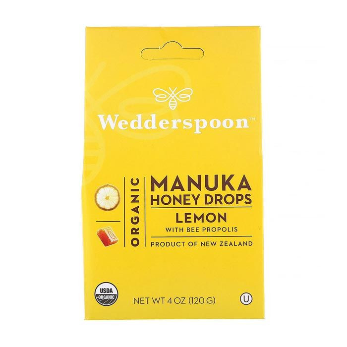 Wedderspoon Organic Manuka Honey Drops Lemon 120 g 20's