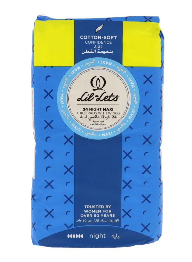 Lil-Lets  Night Maxi Thick Pad With Wings Set 24-Piece