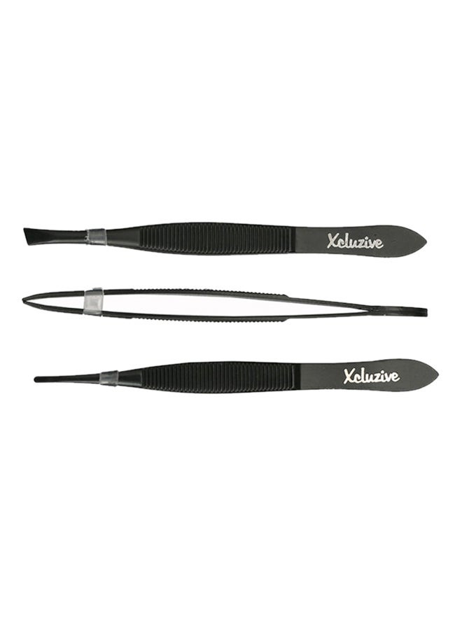 Xcluzive Professional  3-Piece Tweezers Set Black