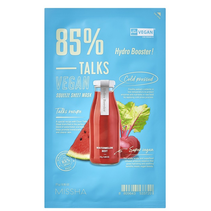 Missha Talks Vegan Squeeze Sheet Mask Hydro Booster 27g