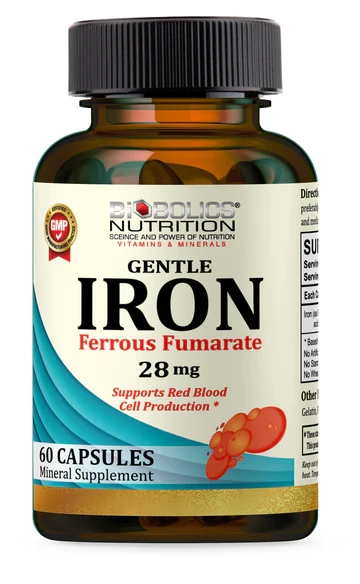 BIOBOLICS NUTRITION GENTLE IRON FERROUS FUMERATES 28MG 60'S