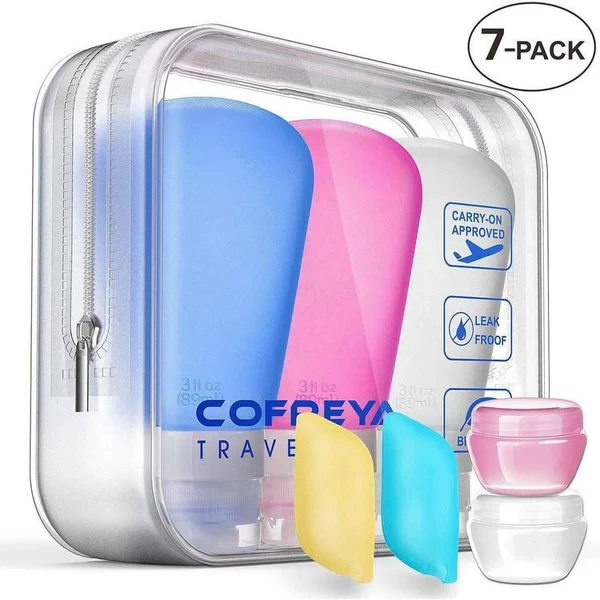 Cofreya Portable Travel Bottles Set, Leak Proof Accessories Tsa Carry-On Approved Refillable And Squeezable Silicon