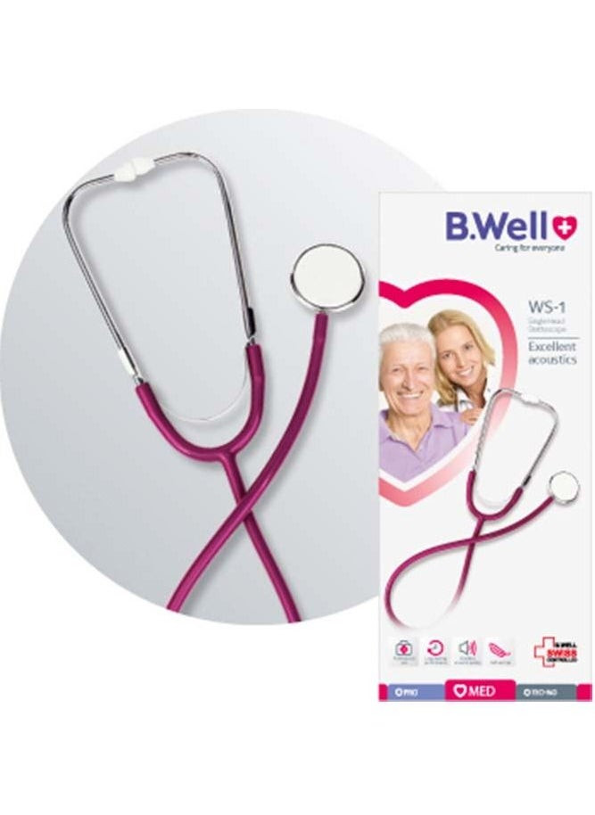 WS-1 B.Well Swiss Bordeaux with Single-Head Chest Piece Professional Stethoscope