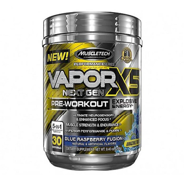 Muscle Tech Perf Series Vaporx5 Next Gen Blue Raspberry Fusion 30 Servings