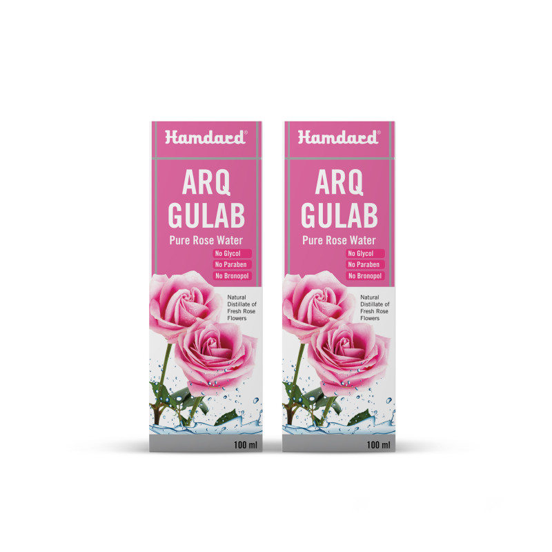 Hamdard Arq Gulab 100% Pure Rose Water 100ml (Pack of 2)