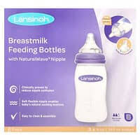 Lansinoh Breastmilk Feeding Bottles with NaturalWave Nipple Medium Flow 3 Bottles each 240 m