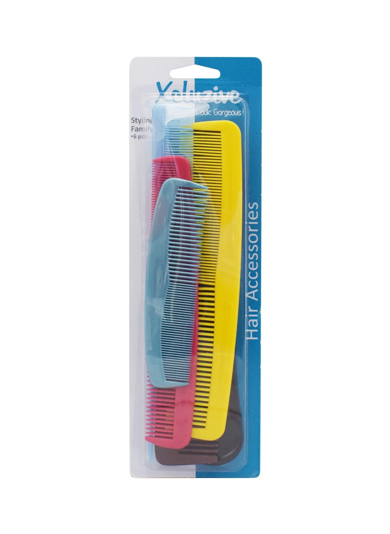 Xcluzive 6 Pcs  Styling Combs Family Pack