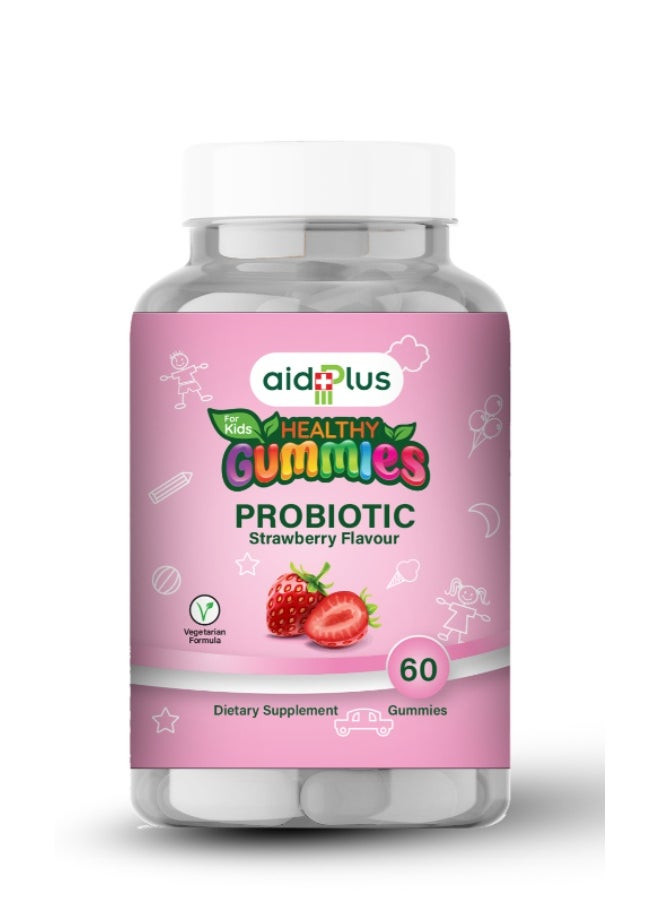Aidplus Kids Probiotic Gummy –  Dietary Supplement For Digestive And Immune Support, Gluten-Free, Berry Flavored 60 Gummies