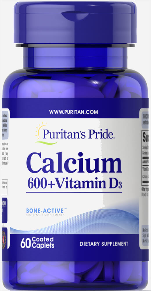 PURITAN'S PRIDE CALCIUM 600 + VITAMIN D 60'S