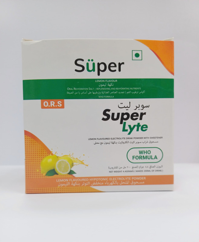 Buy Superlyte Lemon Flavored Electrolyte Drink Powder with Sweetener ORS