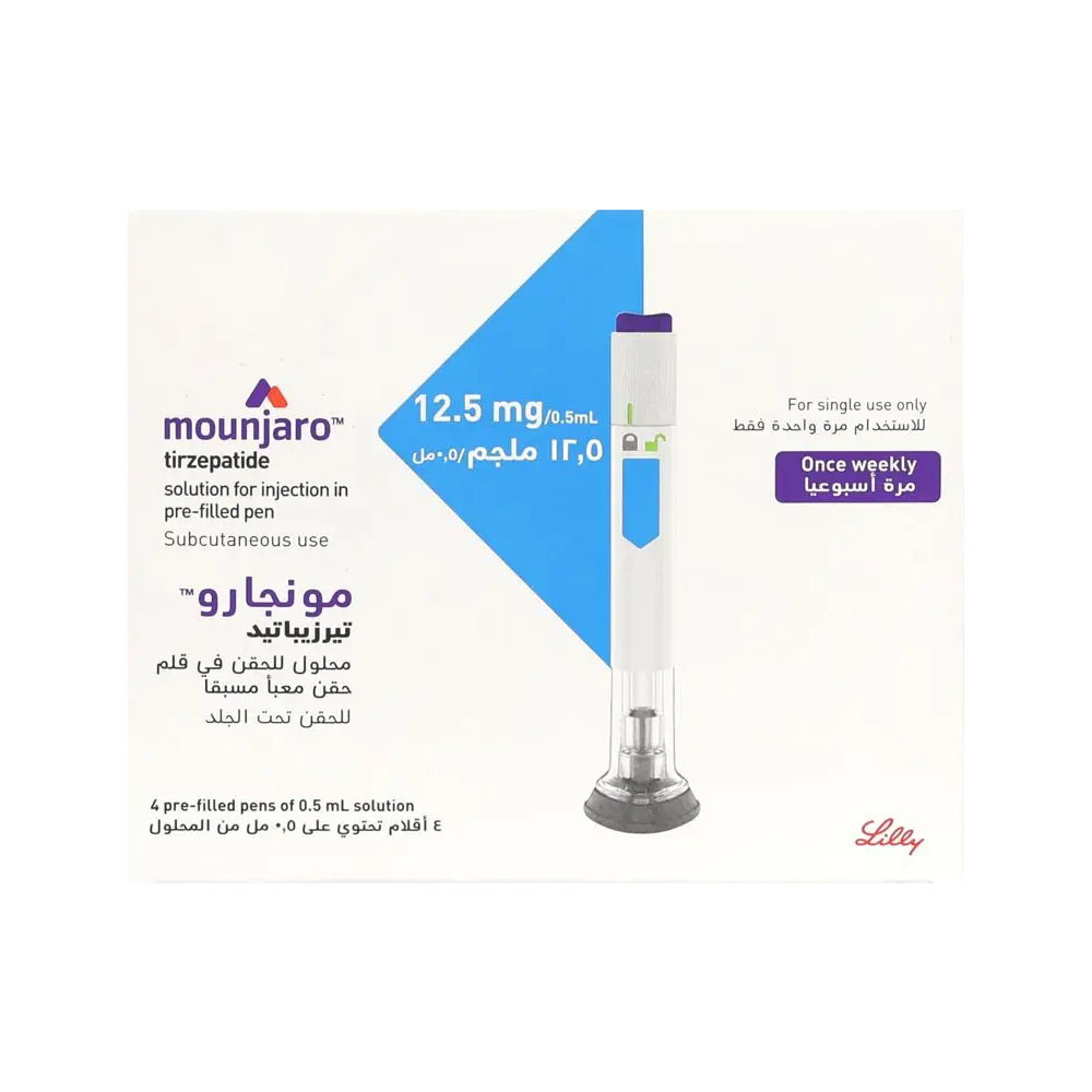 BUY MOUNJARO INJECTION 12.5 mg (TIRZEPATIDE 4 Pens x 5 mg / 0.5 mL prefilled pen) Booking with