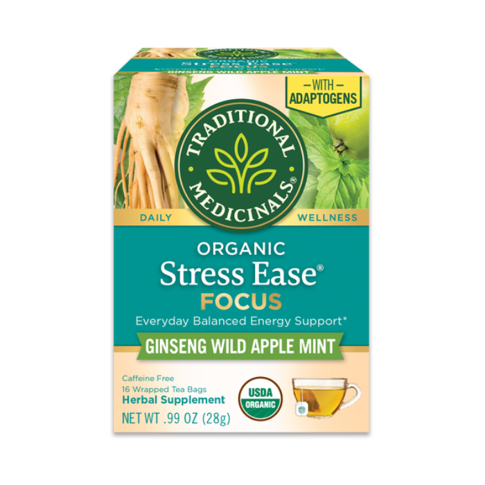 Traditional Medicinals Organic Stress Ease Focus Ginseng Apple Tea Bag 16s