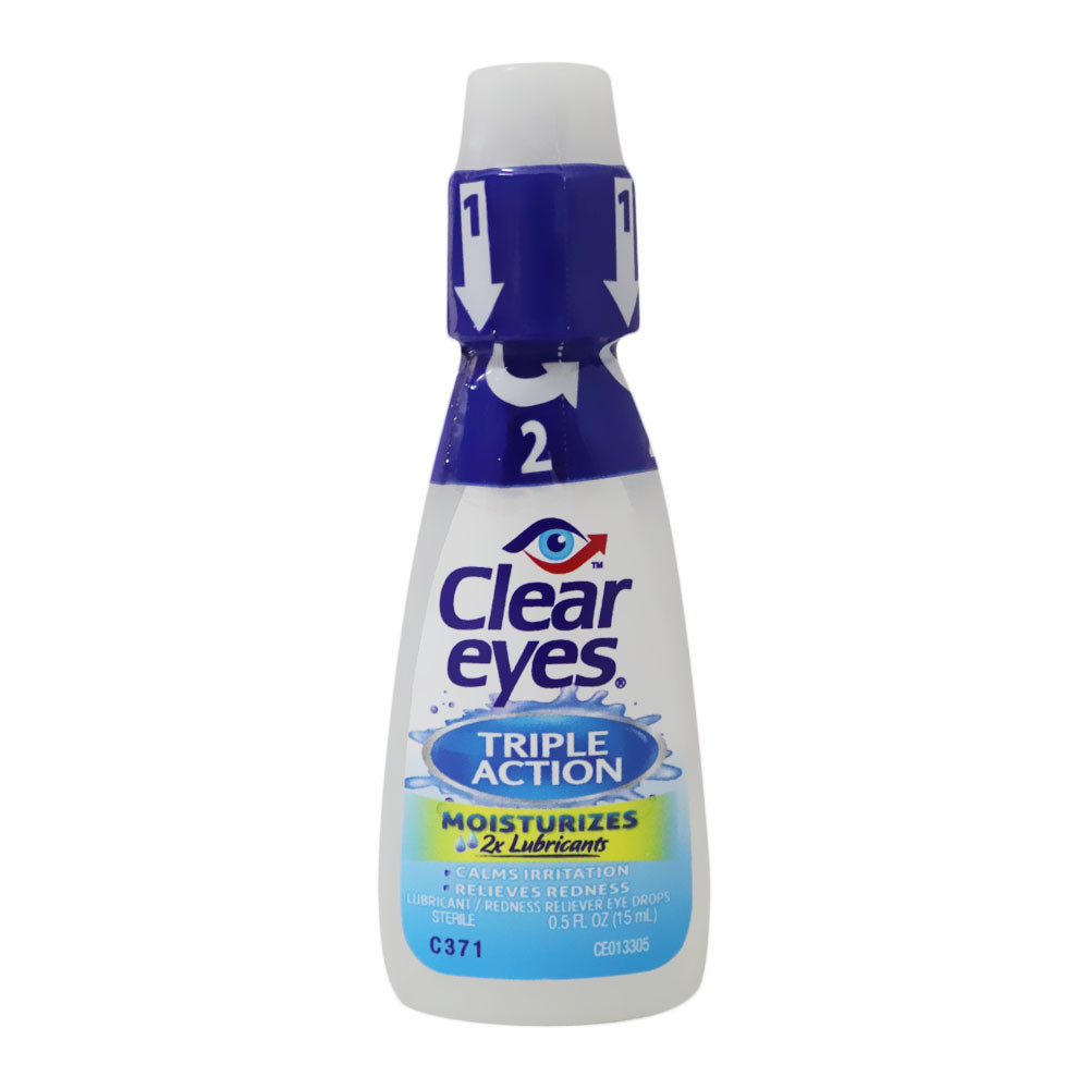 Clear Eyes Triple Action Relief Eye Drops - 0.5 oz dropper