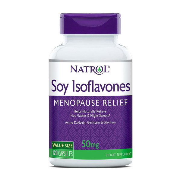 Natrol Soy Isoflavones Capsules Menopause Relief 50Mg 120 Count - Purple