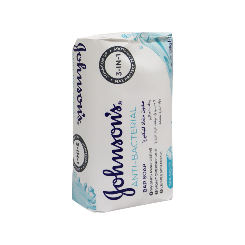 JOHNSON & JOHNSON 3 IN 1 ANTIBACTERIAL SEA SALT BAR SOAP 125 GM