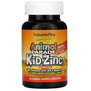 NATURES PLUS ,SOURCE OF LIFE,ANIMAL PARADE,KID ZINC LOZENGES,NATURAL TANGERINE FLAVOUR,90 ANIMAL SHAPED LOZENGES