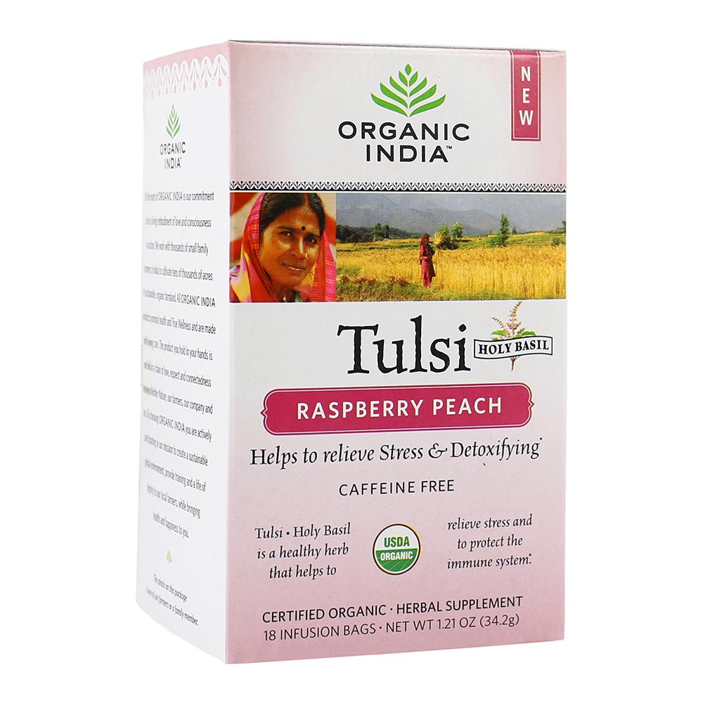 ORGANIC INDIA TULSI RASPBERRY PEACH TEA BAG 18'S