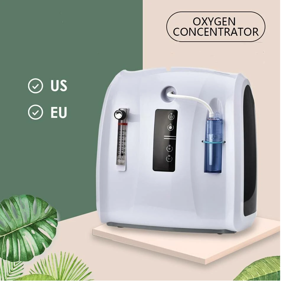 OXYGEN CONCENTRATOR MACHINE 1-6L / MIN ADJUSTABLE PORTABLE OXYGEN CONCENTRATOR MACHINE FOR HOME AND TRAVEL  USE WITHOUT BATTERY-US PLUG