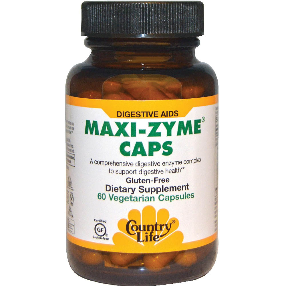 Country Life Maxi-Zyme Extra Strength - Gluten-Free  - 60 Vegan Capsules
