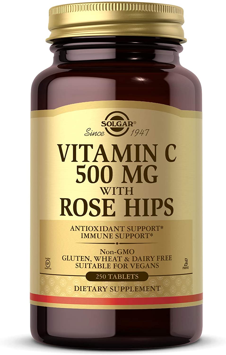 SOLGAR,VITAMIN C WITH ROSE HIPS, 500 MG, 250'S