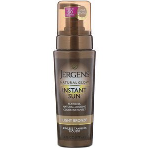 JERGENS NATURAL GLOW INSTANT SUN, SUNLESS TANNING MOUSSE, LIGHT BRONZE 177 ML