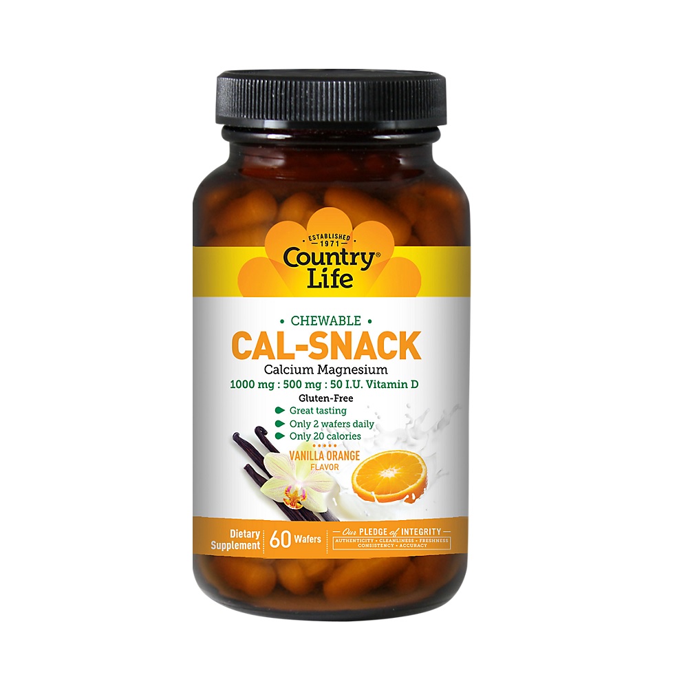 COUNTRY LIFE CA SNACK VANILLA ORANGE CHEWABLE WAFERS 60'S