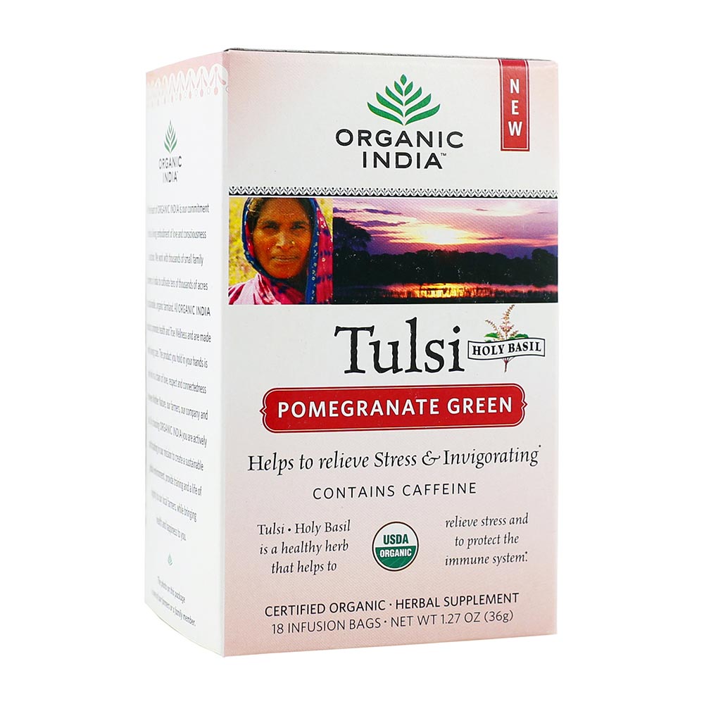 ORGANIC INDIA TULSI POMEGRANATE GREEN TEA BAGS 18'S