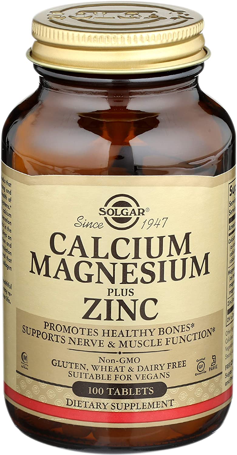 SOLGAR CALCIUM MAGNESIUM PLUS ZINC 100 TABLETS