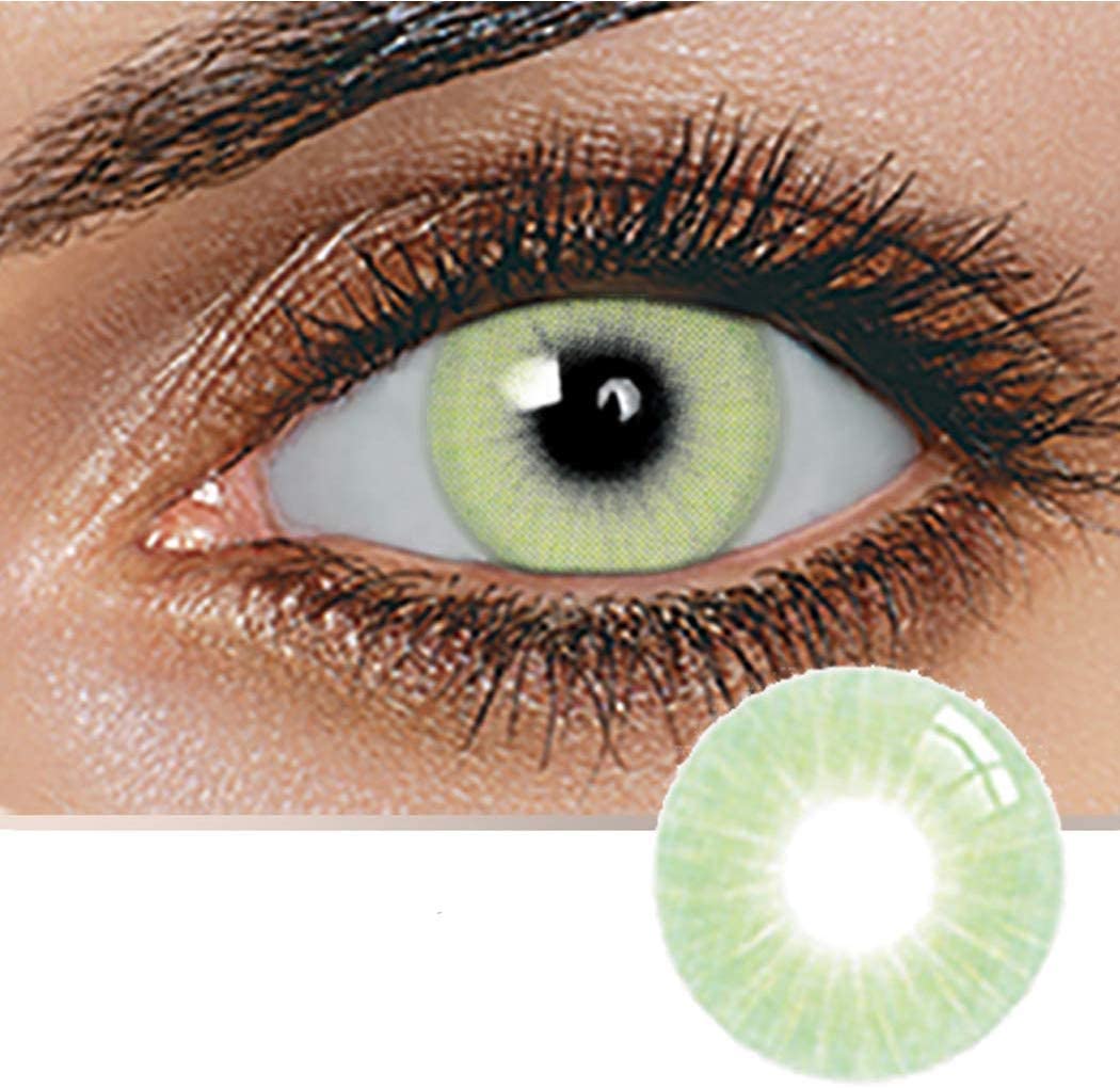 UNISEX CONTACT LENSES COLORED COLLECTION  COSMETIC CONTACT LENSES,12 MONTHS DISPOSIBLE WITH  CASE -EMARALD