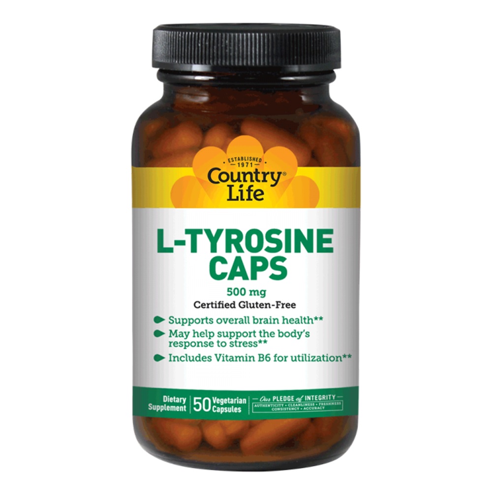COUNTRY LIFE L-TYROSINE 500 MG VEGETARIAN CAPSULES 50'S